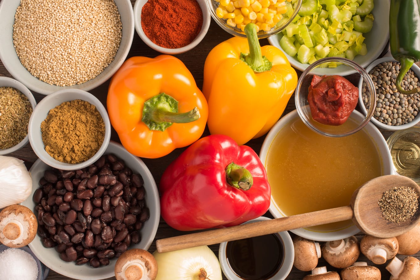 recipe ingredients in bowls