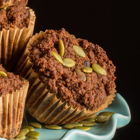 pumpkin spice muffin on cake stand