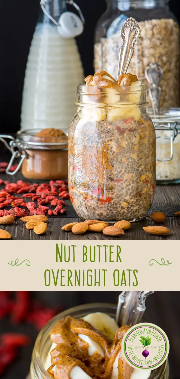 nut butter overnight oats in jar