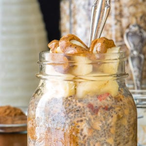 nut butter overnight oats in jar