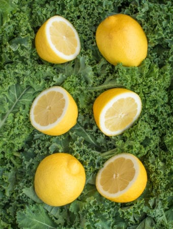 lemons on a bed of kale