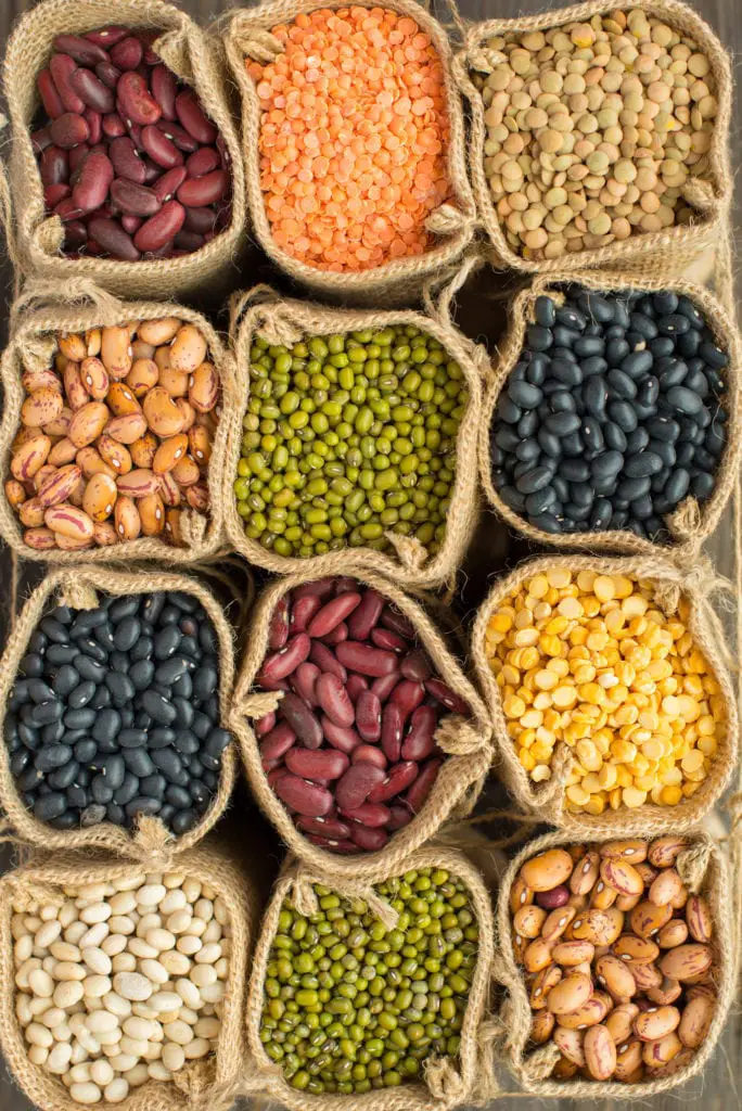 small burlap bags filled with beans