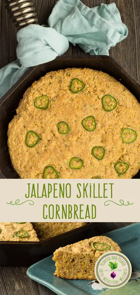 jalapeño skillet cornbread in skillet - pinterest image