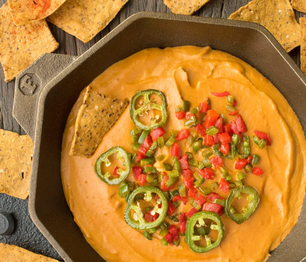 queso dip in pan