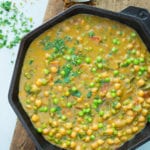 coconut chickpea curry masala in cast iron pan