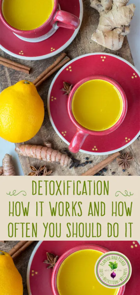 Detox Tea in mugs on cutting board pinterest image