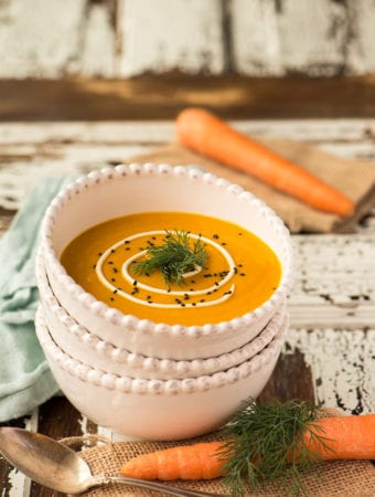warming carrot ginger soup in bowl