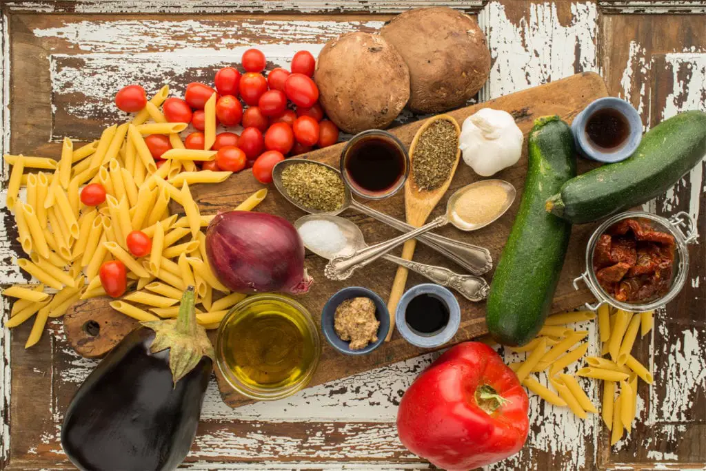 recipe ingredients on cutting board