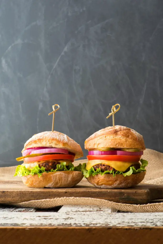 black bean veggie burgers on cutting board