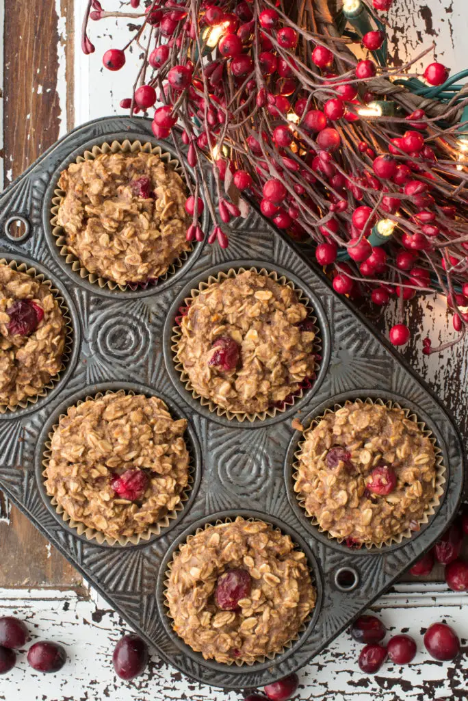 oatmeal cranberry muffins in muffin tin