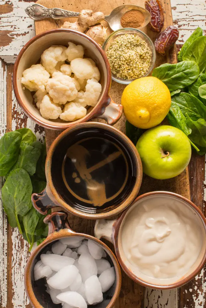 recipe ingredients in bowls and on cutting board