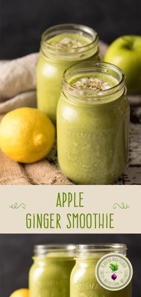 apple ginger smoothie in jars - pinterest image