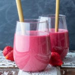 pretty in pink smoothie in two glasses