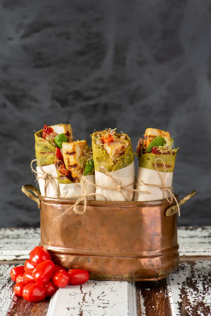 vegetable wraps in copper bowl