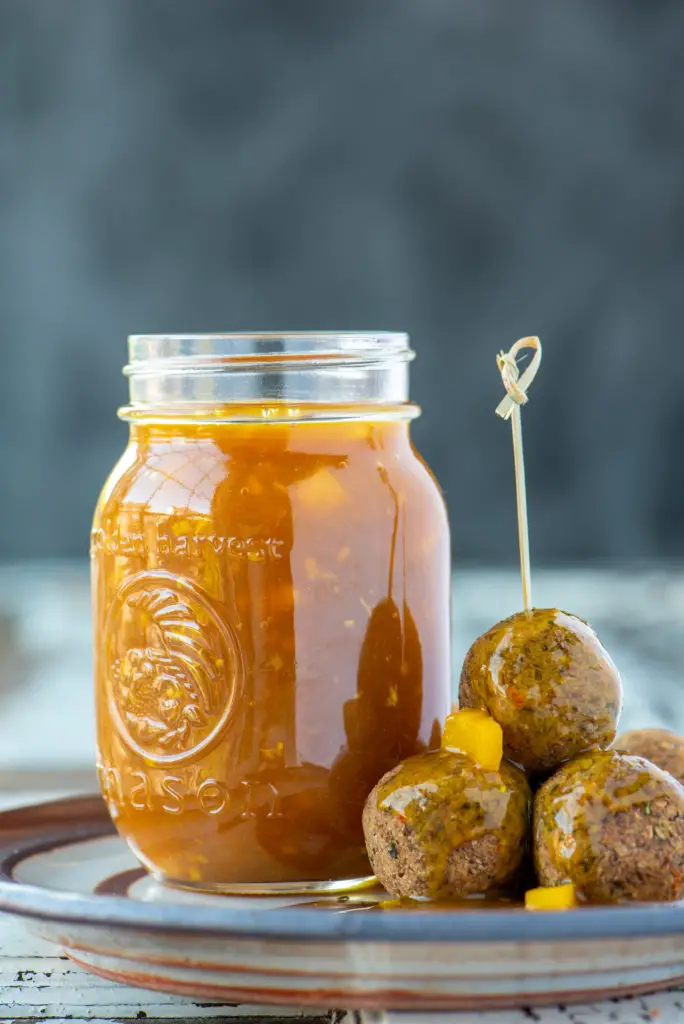 pineapple sweet and sour sauce in mason jar