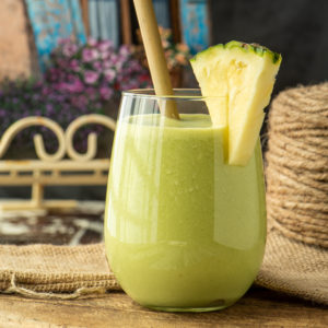 refreshing pineapple salsa smoothie in glass
