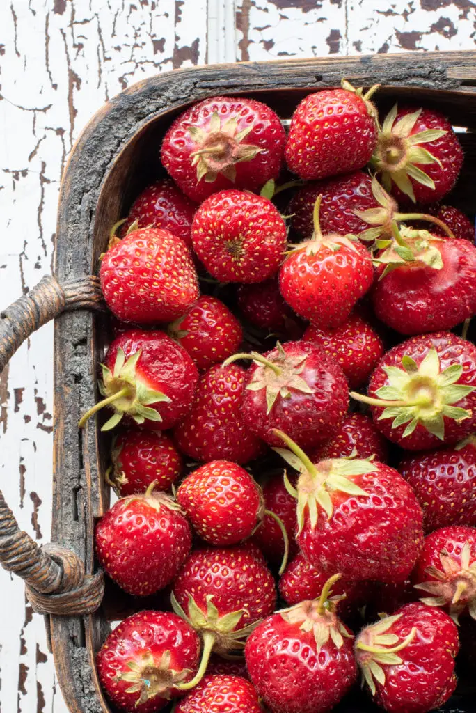 strawberries in basket
