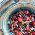 strawberry beet maple almond salad in bowl