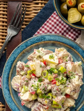 creamy vegan potato salad on plate