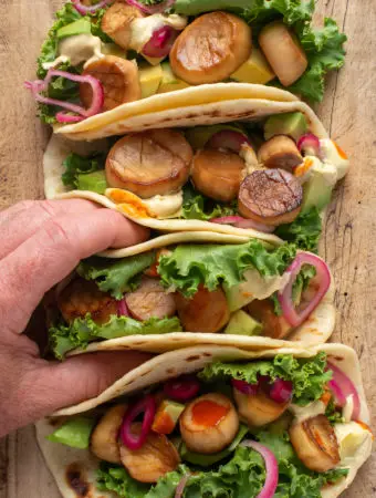 vegan scallop tacos on board