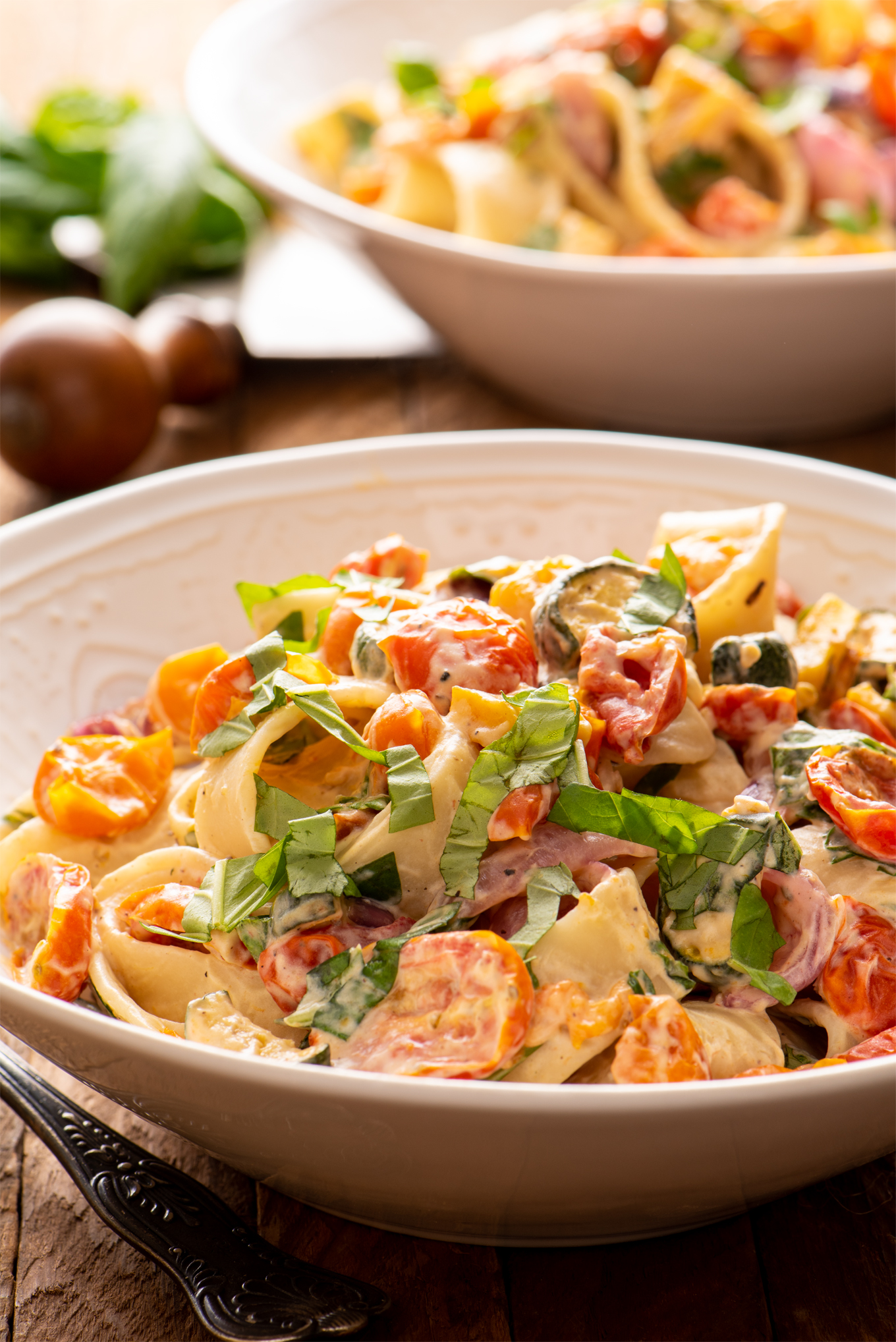 Creamy Roasted Vegetable Pasta - Planted and Picked