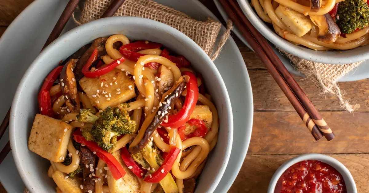 Udon Noodle Stir Fry with Shiitake Mushrooms