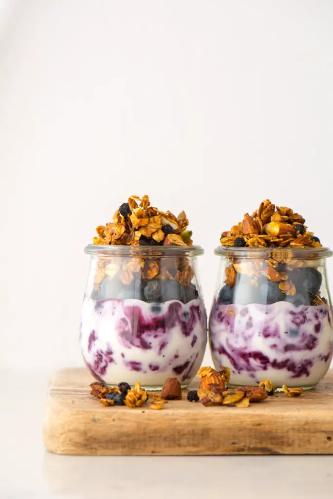 two parfaits in jars