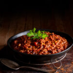 protein rich tempeh chili in bowl