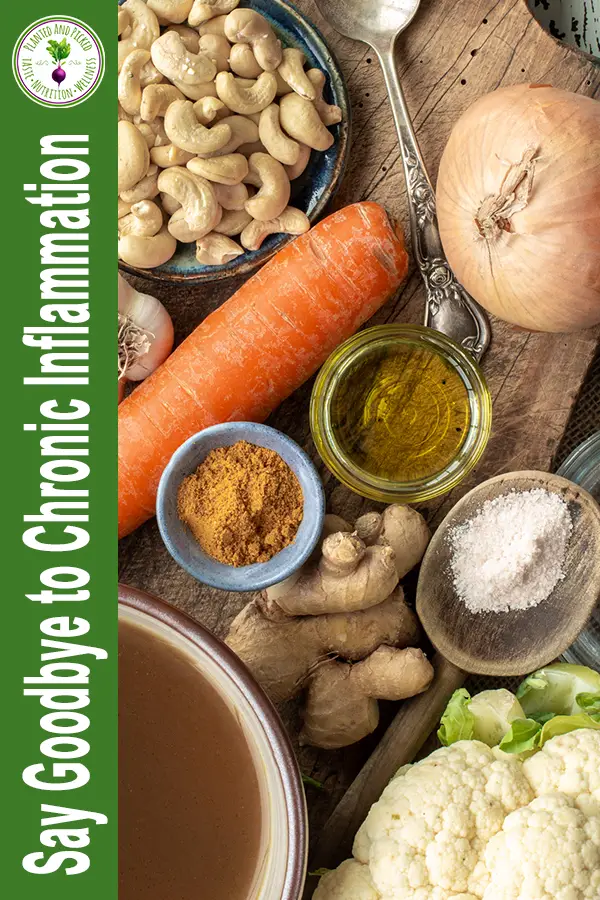 turmeric, cauliflower, ginger and cashews - foods that fight inflammation - pinterest image
