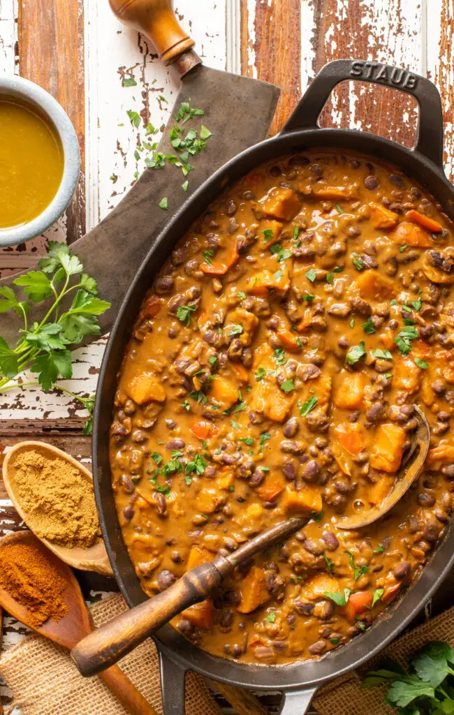 stew in iron skillet