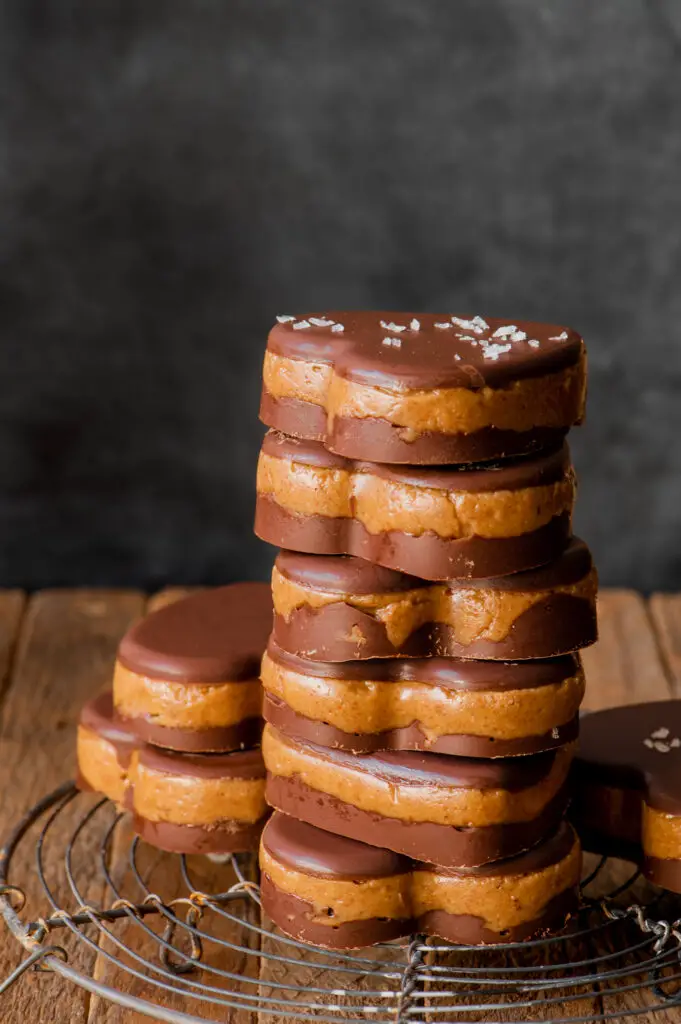 stacked almond butter cups