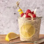 creamy lemon overnight oats in glass jar - recipe image