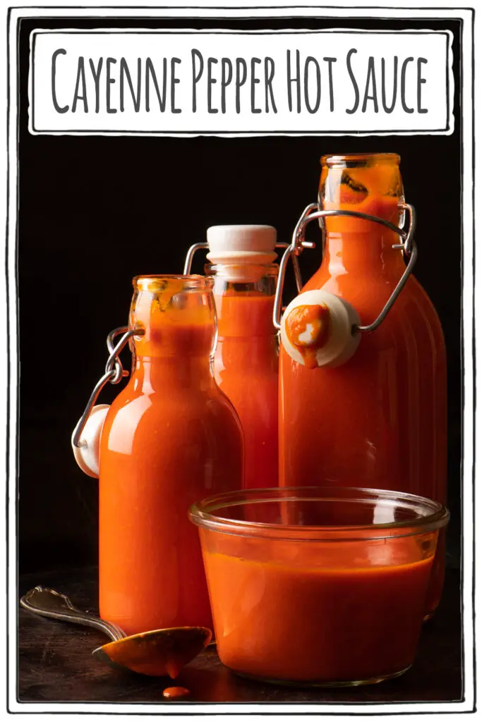 cayenne pepper hot sauce in glass jars