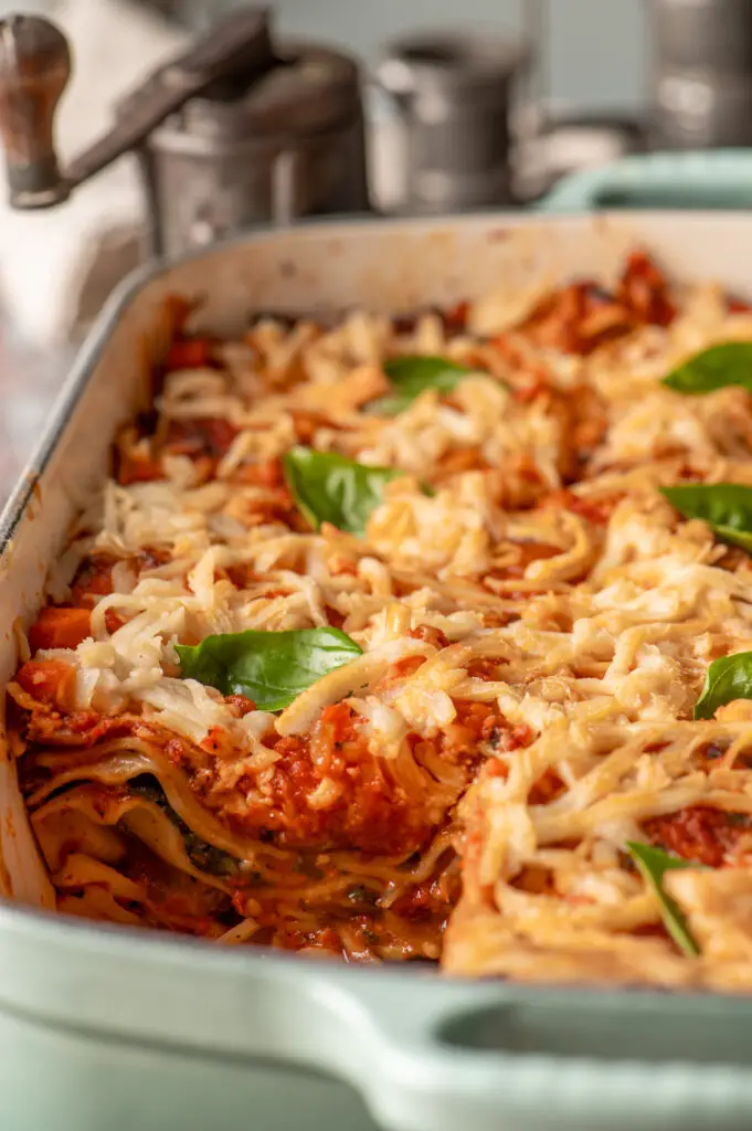 lasagne in baking dish