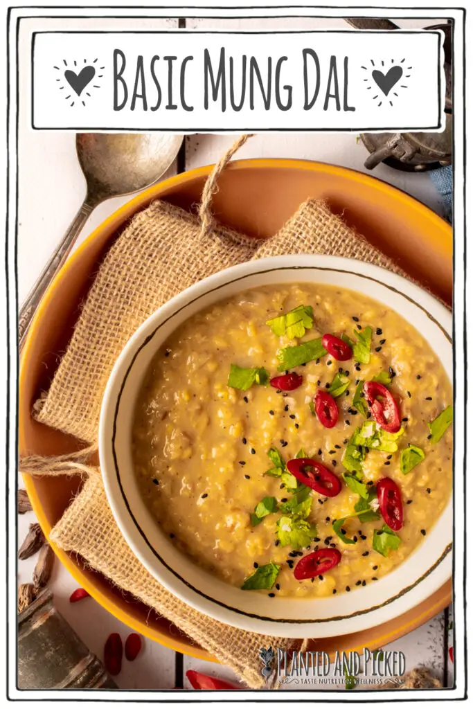 basic mung dal in white bowl - pinterest image